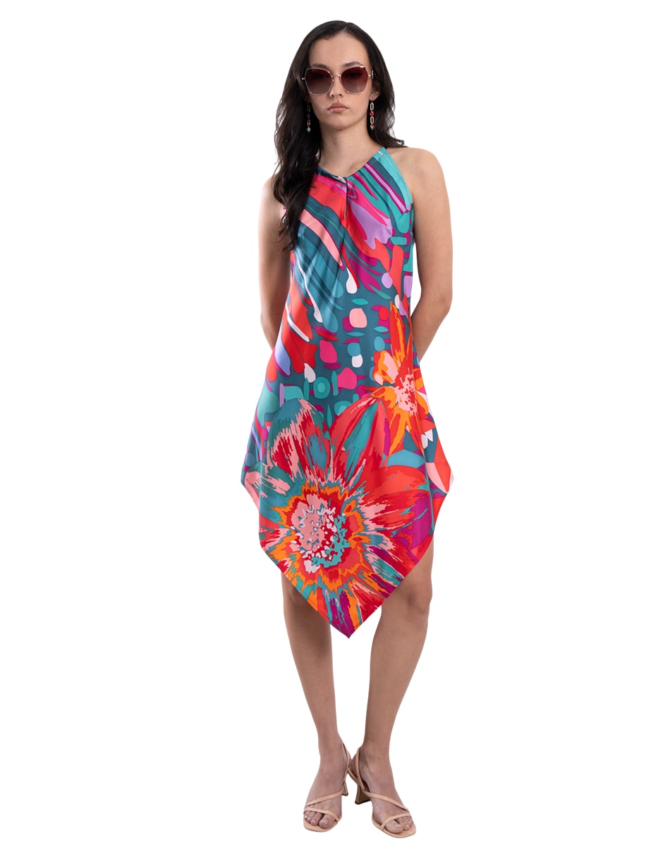 Vestido a la rodilla casual arte efímero para mujer 3