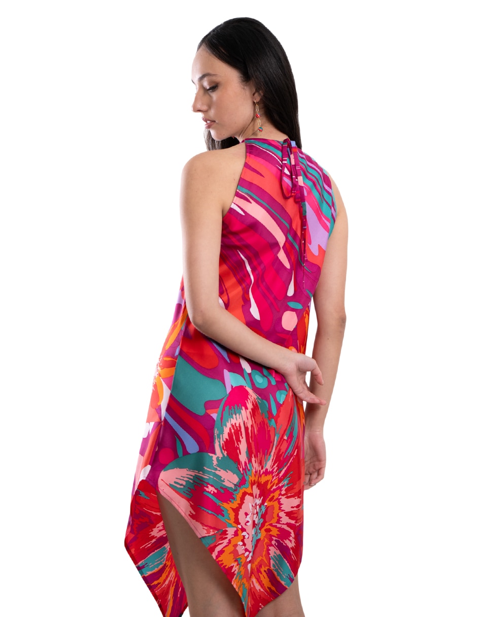 Vestido a la rodilla casual arte efímero para mujer 2