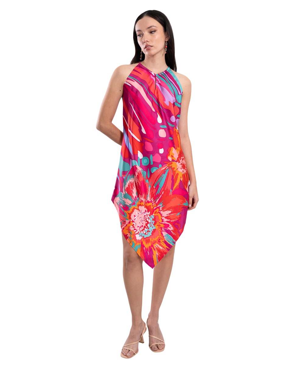 Vestido a la rodilla casual arte efímero para mujer 3