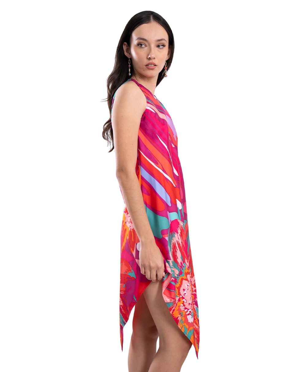 Vestido a la rodilla casual arte efímero para mujer 5