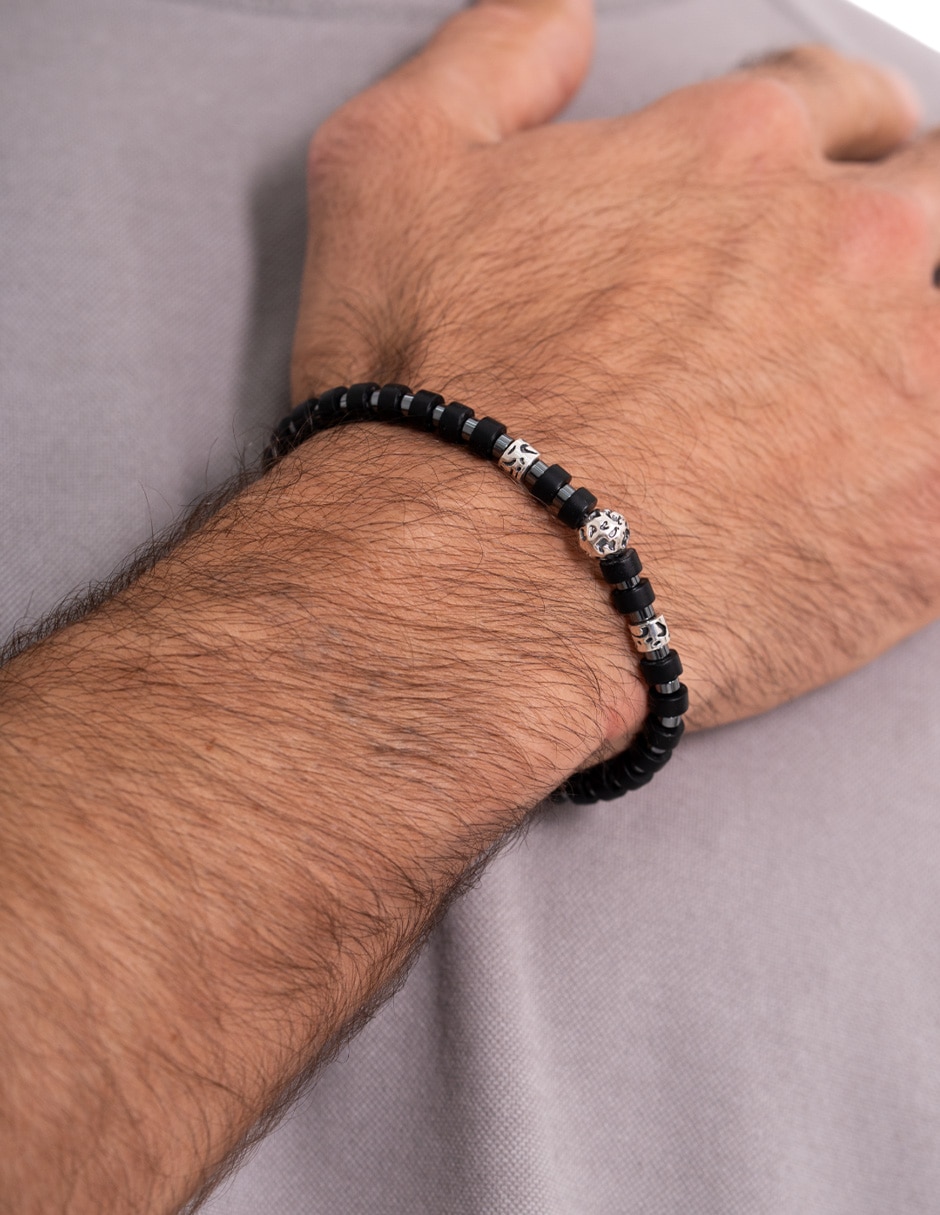 Pulsera de Hematita P 925 Los Cuatro Jaguares acabado mate 3