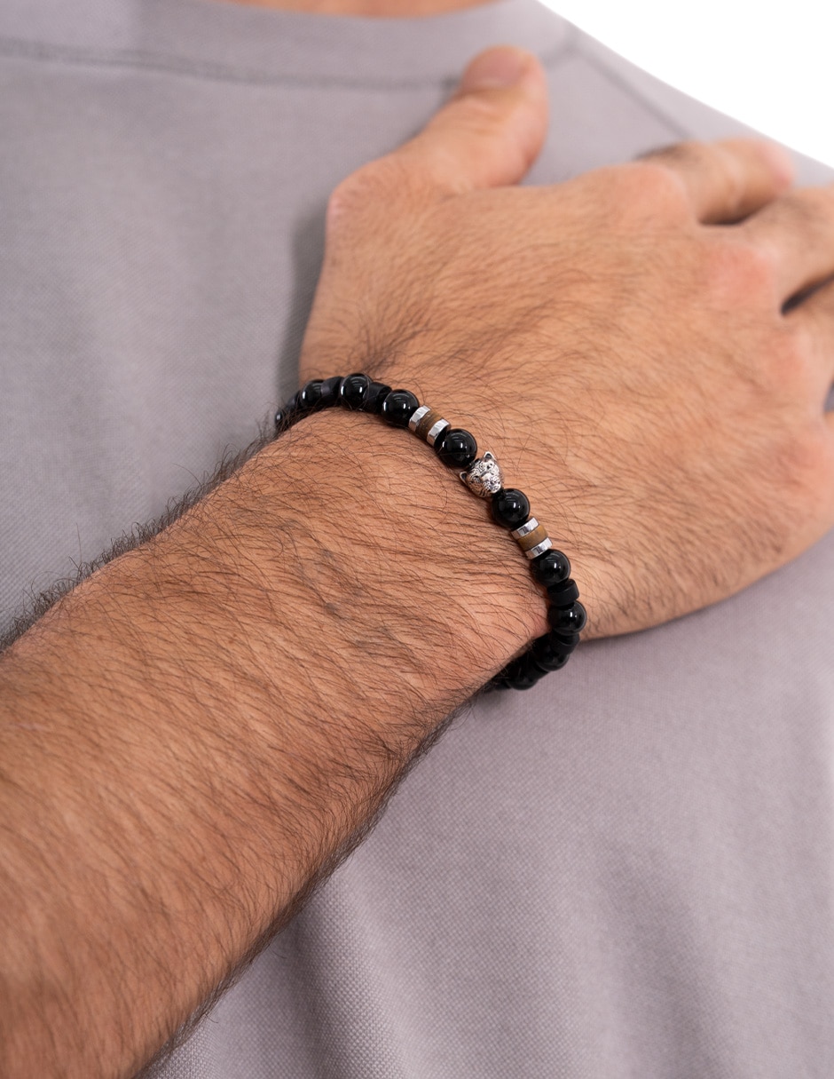 Pulsera de ónix p 925 los cuatro jaguares con acabado liso 3