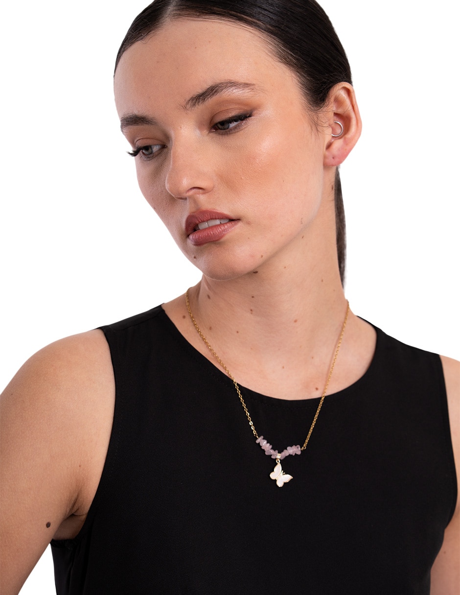 Collar de redonda mariposa de acero inoxidable 3