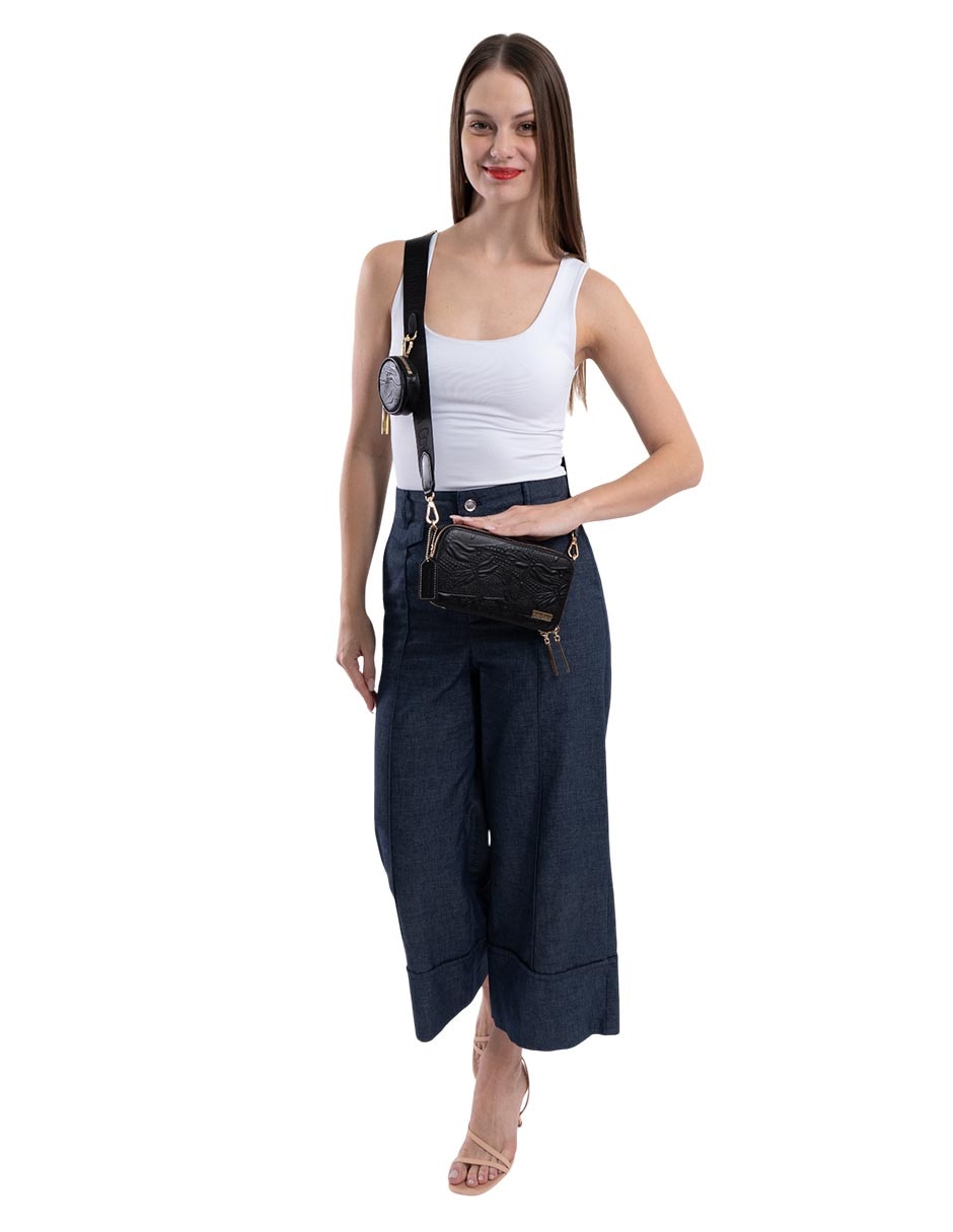 Bolsa Crossbody Grabado Libélula de piel para mujer 7