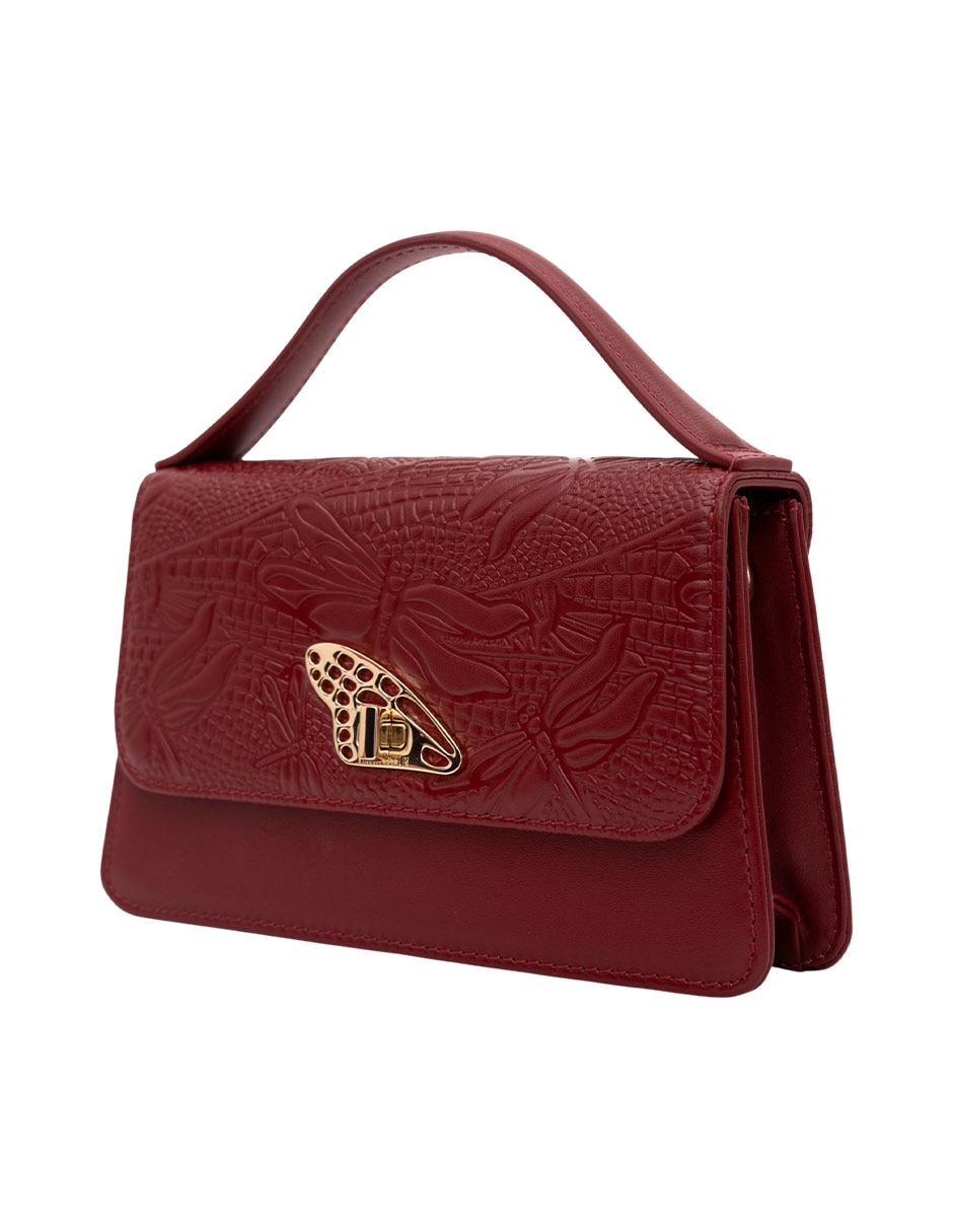 Bolsa crossbody grabado libélula de piel mujer 2