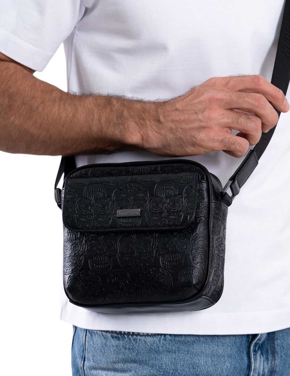 Bolsa messenger tzompantli de piel hombre 3