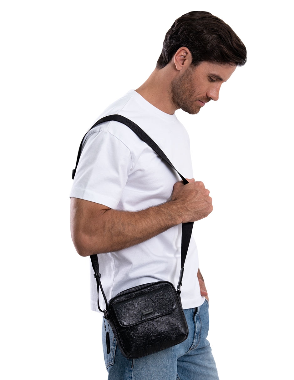 Bolsa messenger tzompantli de piel hombre 5