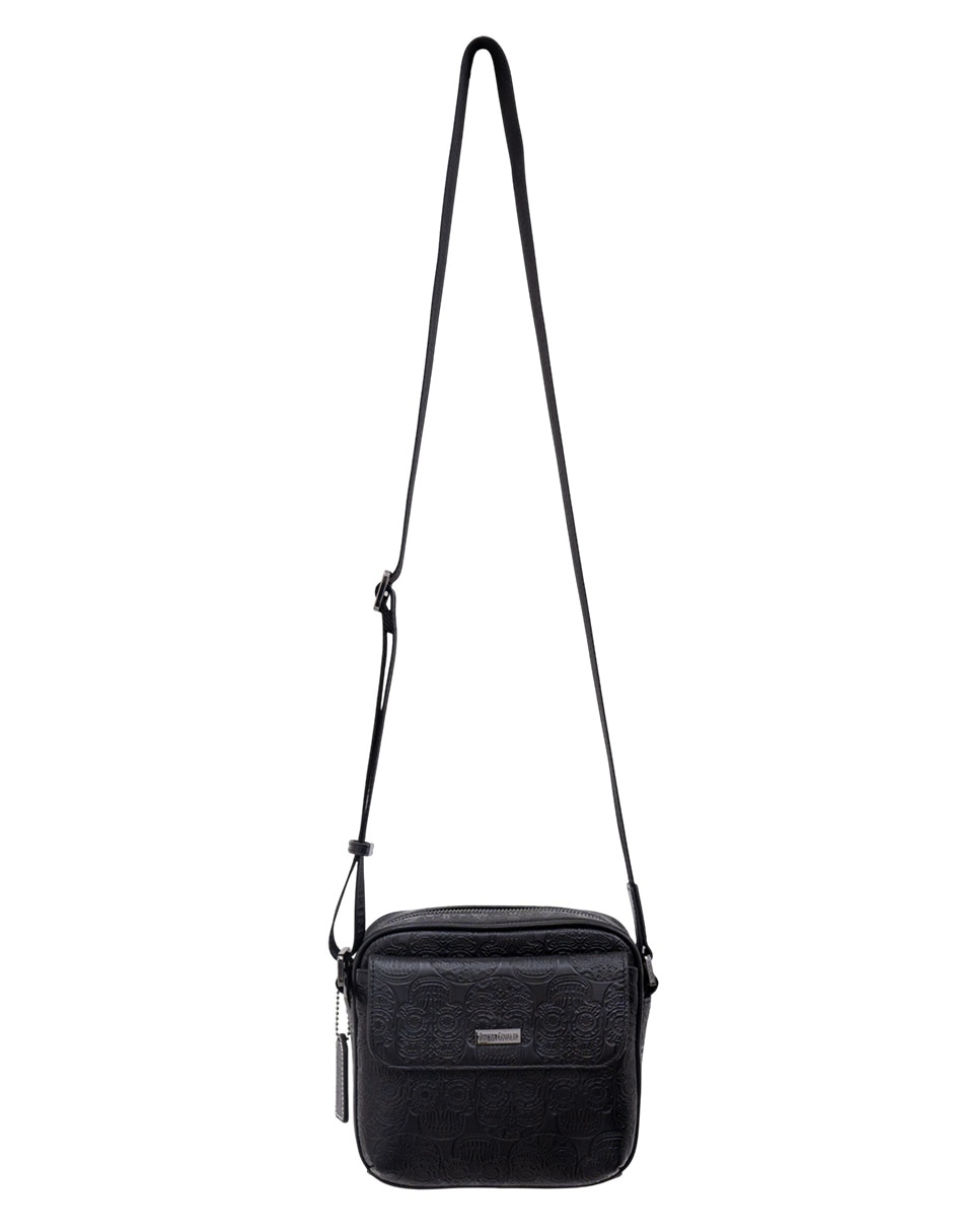 Bolsa messenger tzompantli de piel hombre