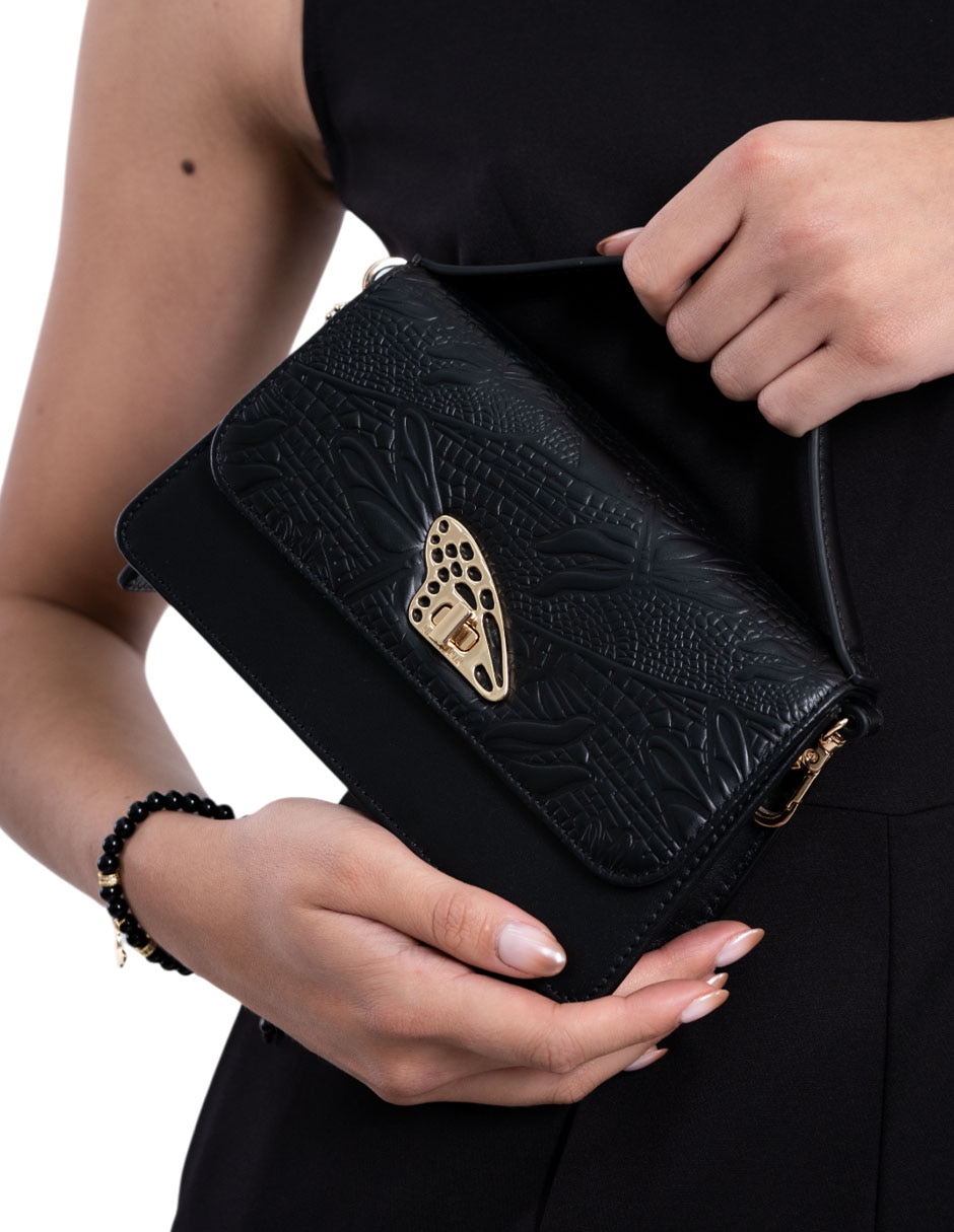 Bolsa crossbody grabado libélula de piel mujer 4