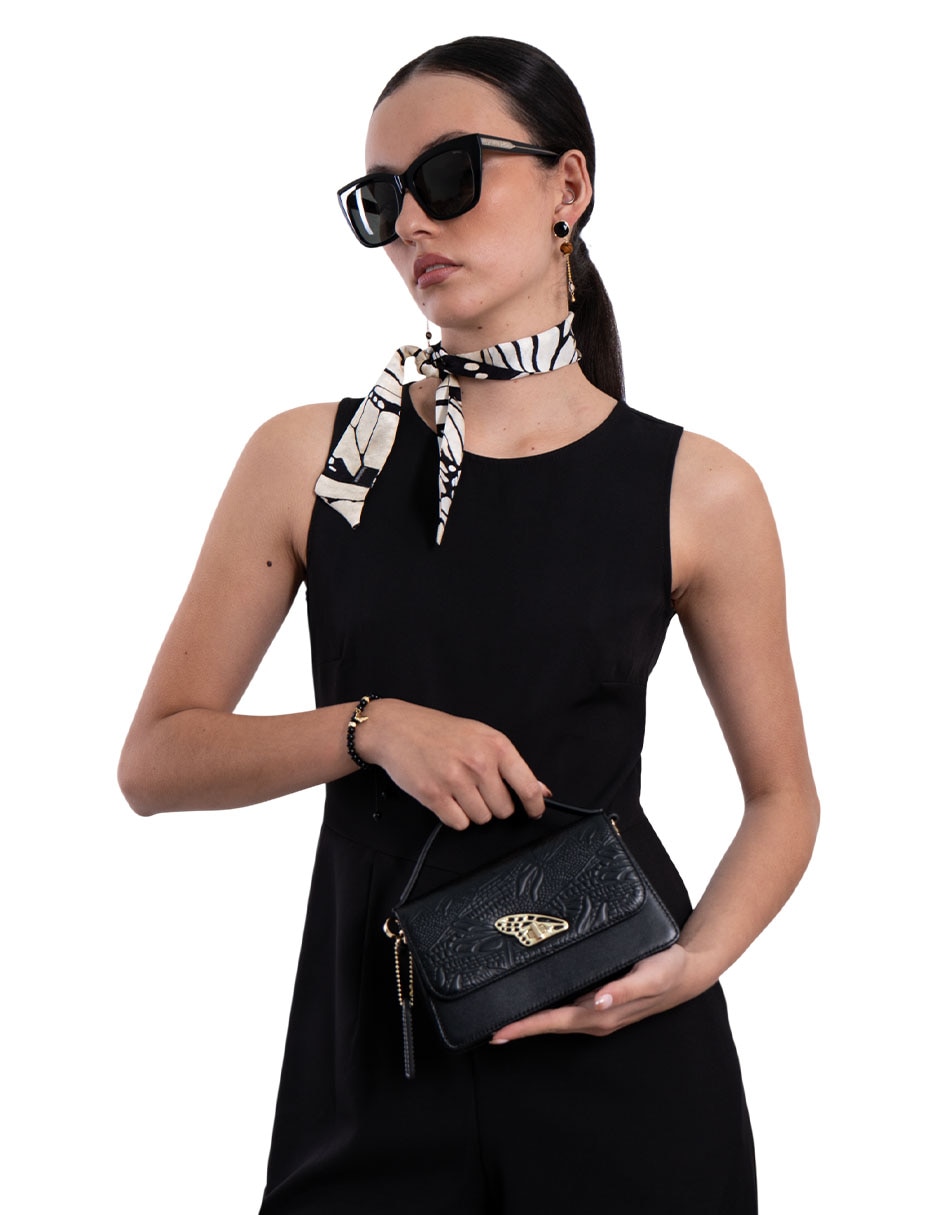 Bolsa crossbody grabado libélula de piel mujer 6