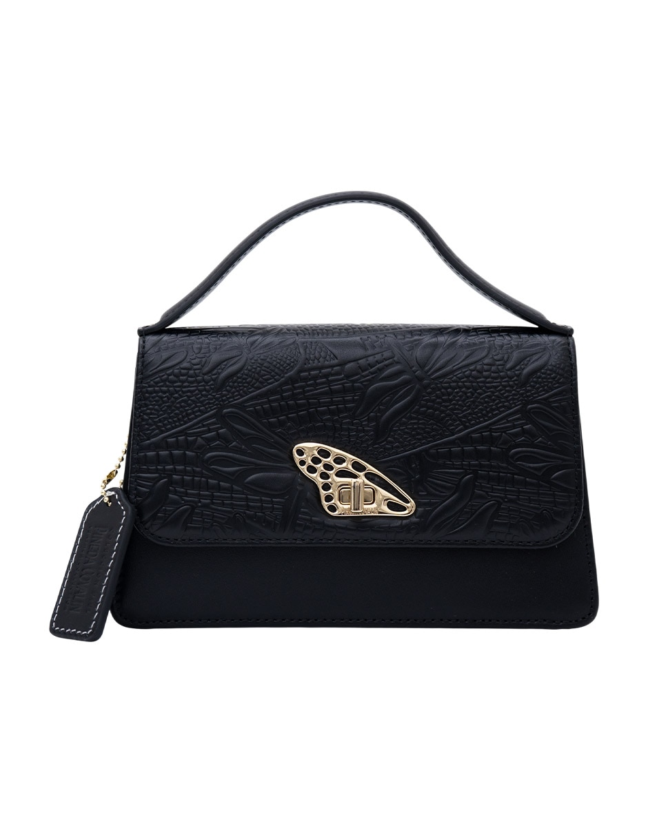 Bolsa crossbody grabado libélula de piel mujer