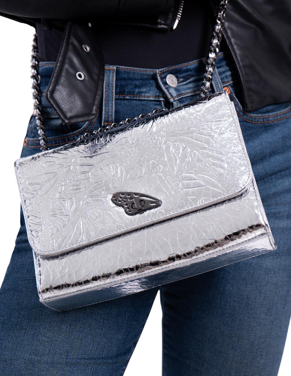 Bolsa crossbody pineda covalin grabado mariposa de piel mujer