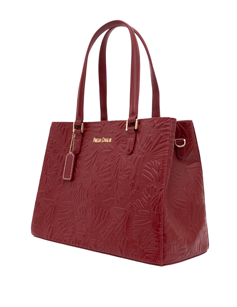 Bolsa satchel pineda covalin grabado mariposa de piel mujer
