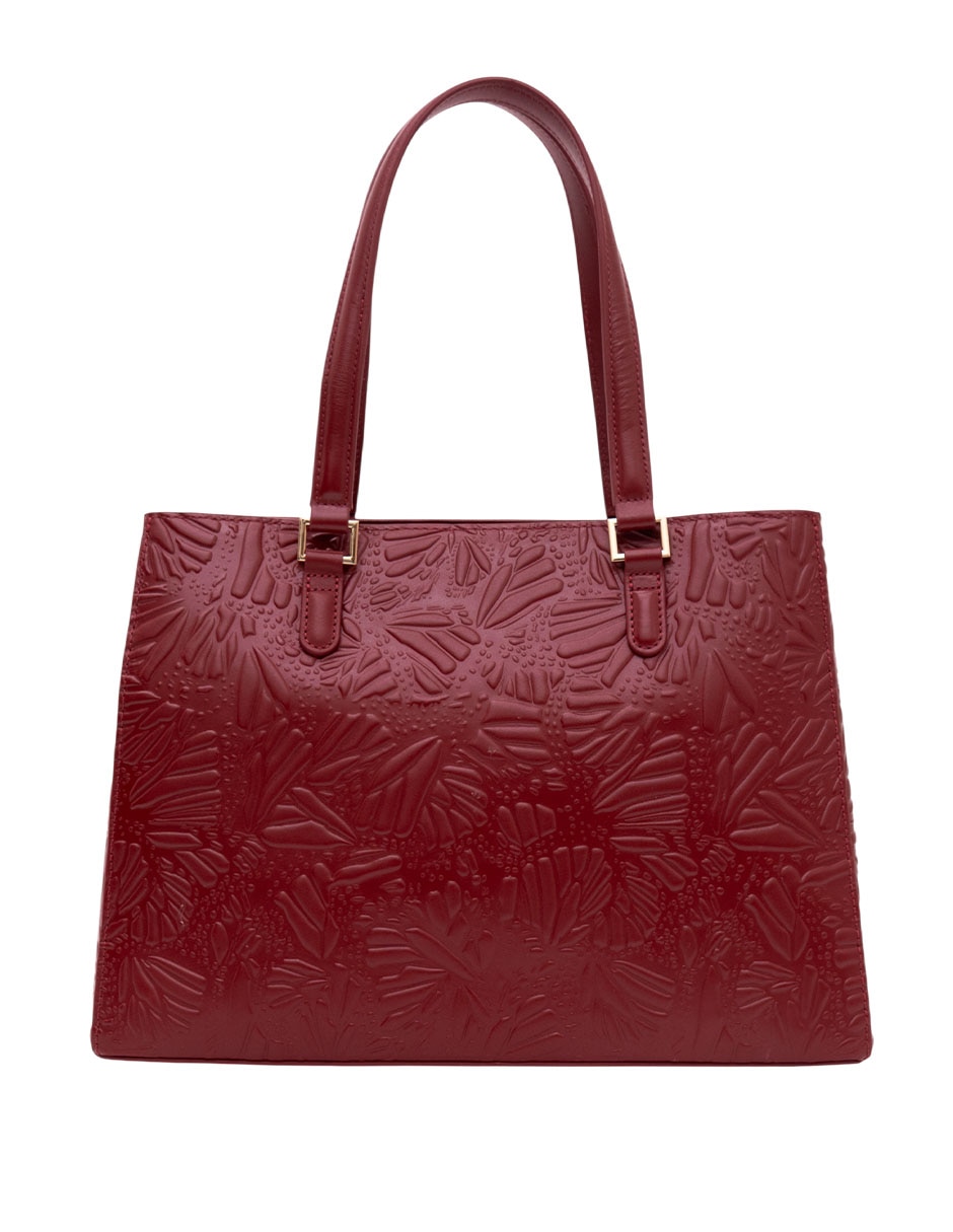 Bolsa satchel pineda covalin grabado mariposa de piel mujer