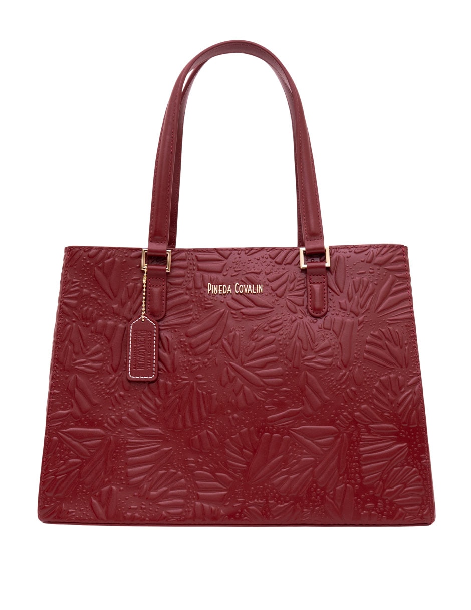Bolsa satchel pineda covalin grabado mariposa de piel mujer