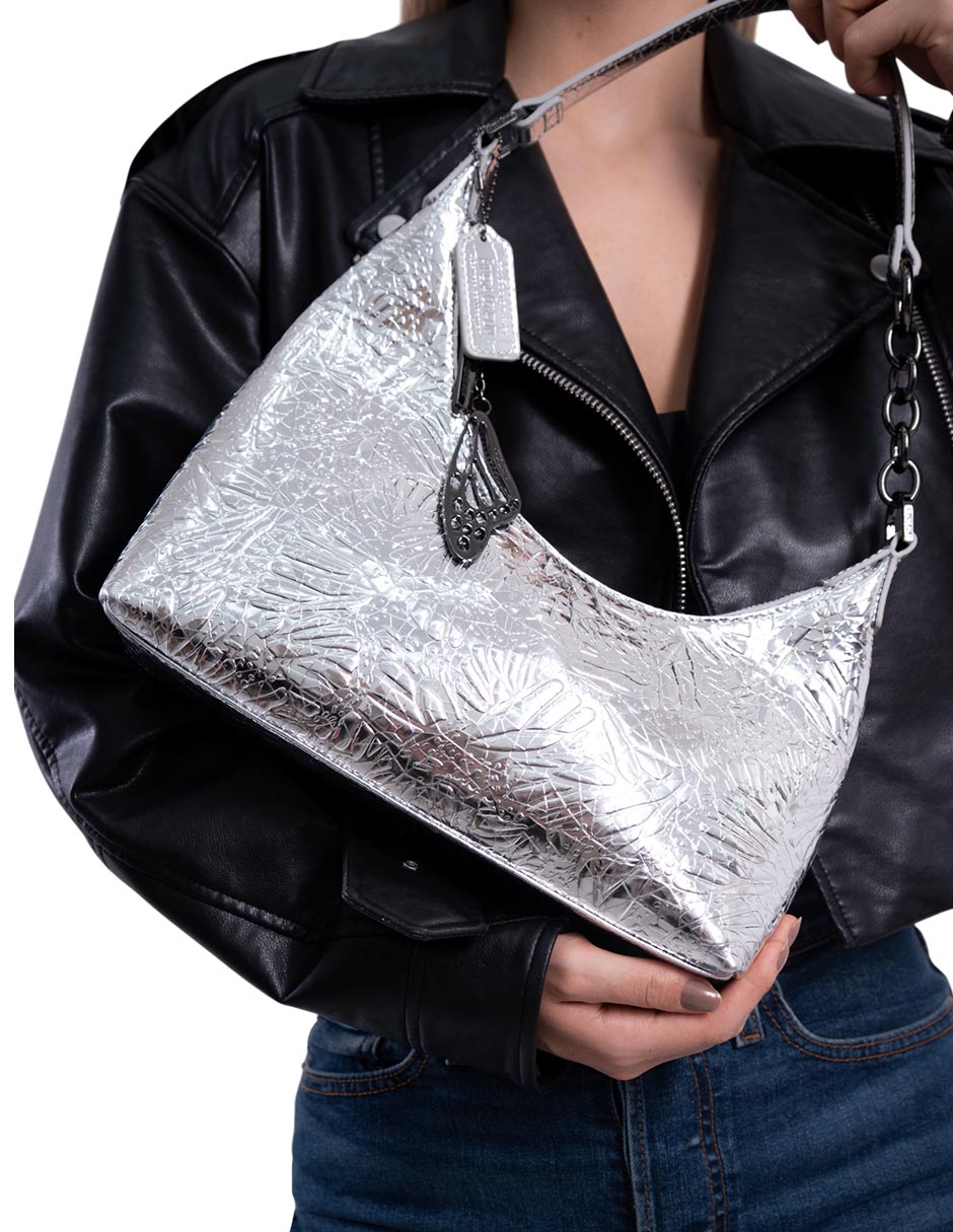 Bolsa hobo grabado mariposa de piel mujer 4