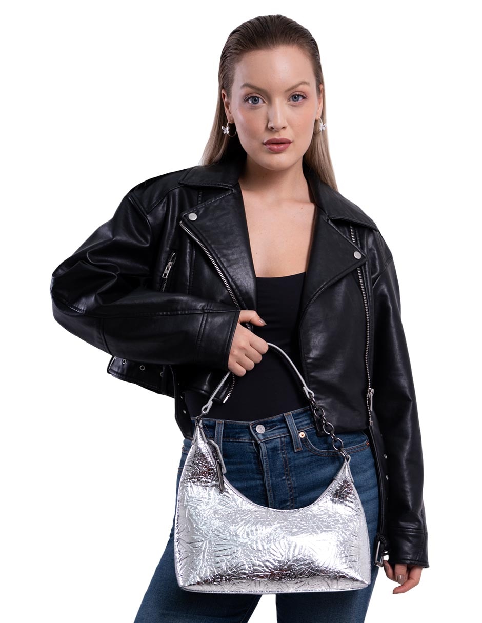 Bolsa hobo grabado mariposa de piel mujer 5