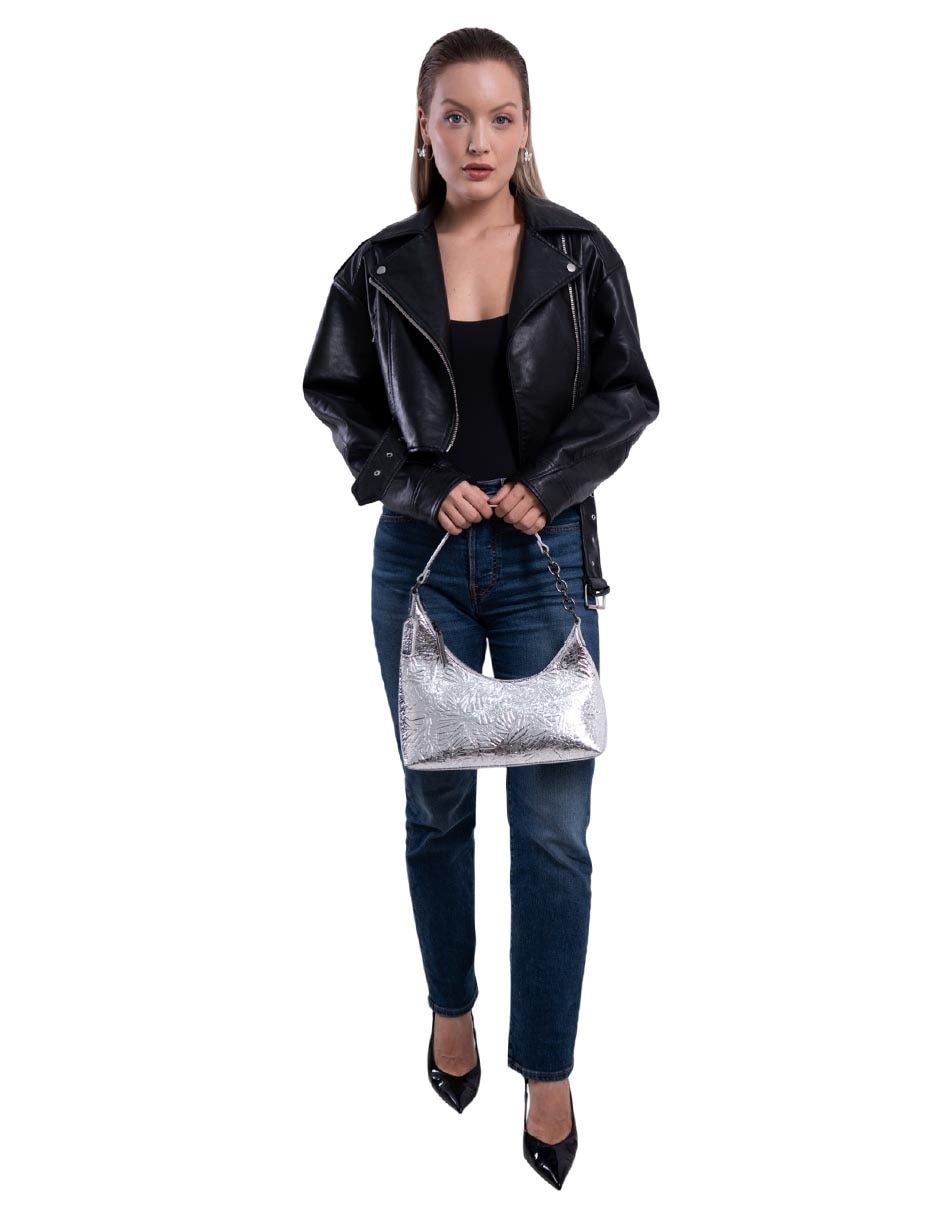 Bolsa hobo grabado mariposa de piel mujer 6