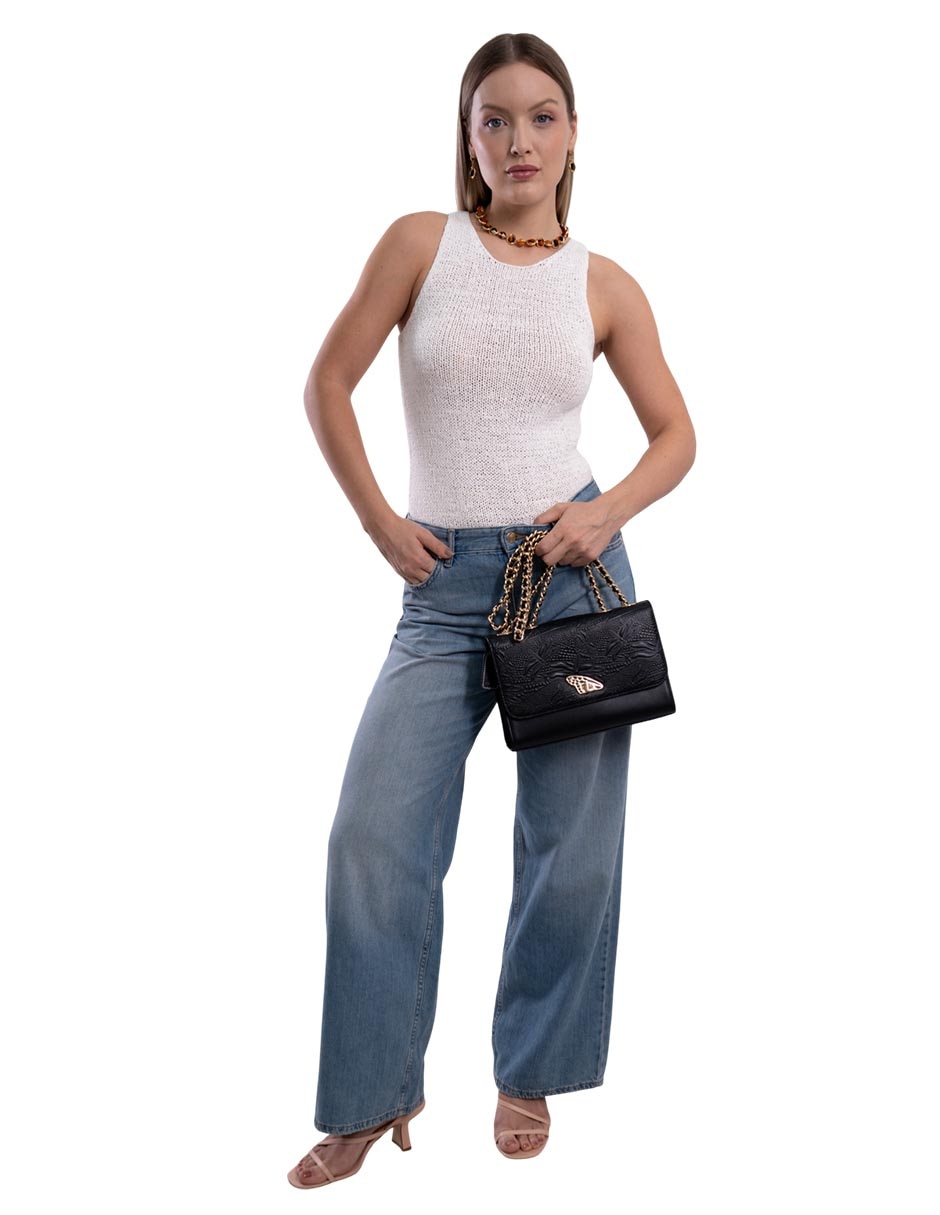 Bolsa crossbody grabado libélula de piel mujer 6