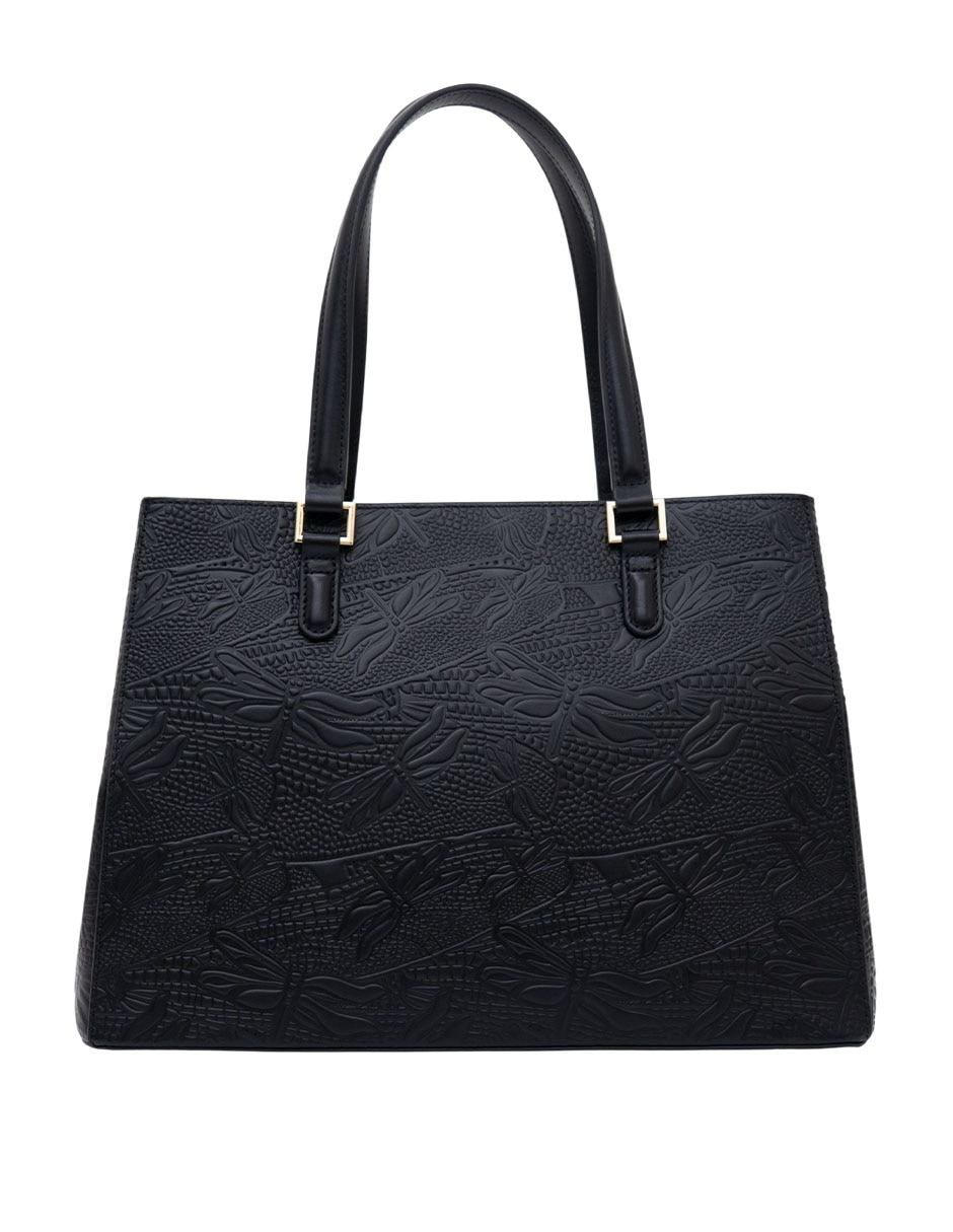 Bolsa satchel grabado libélula de piel mujer 4