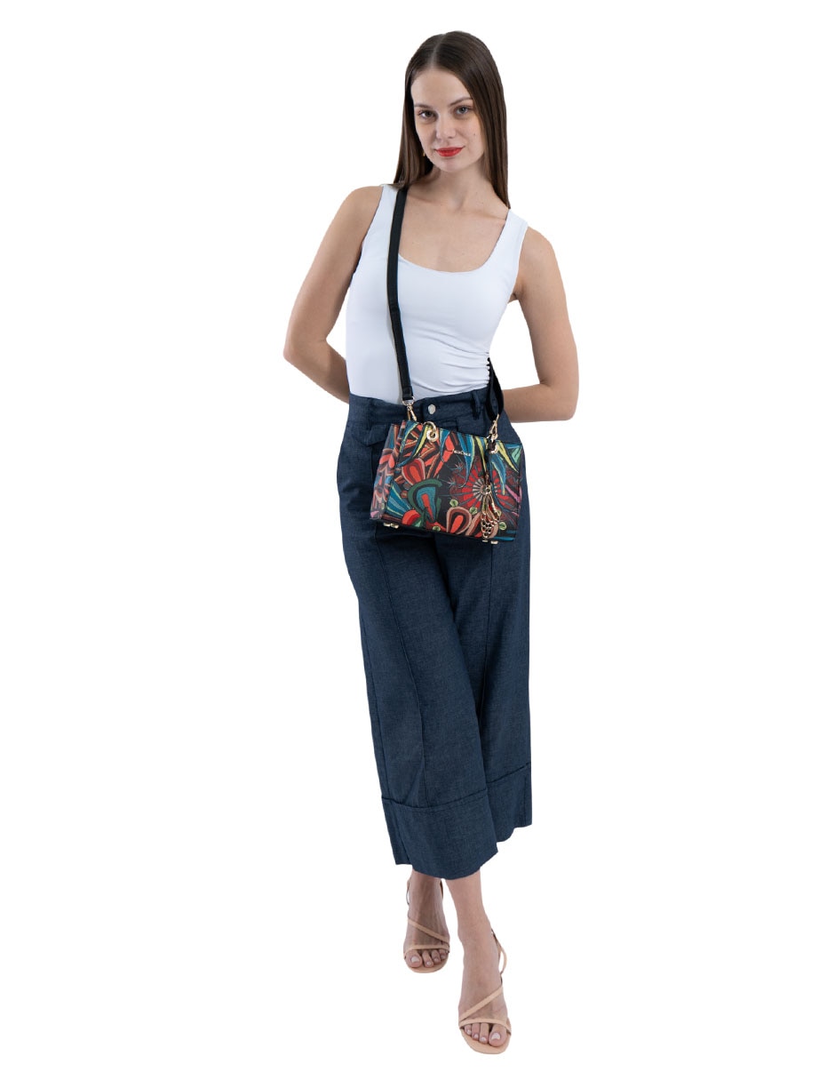 Bolsa satchel santuario cactáceas de vinil para mujer 7