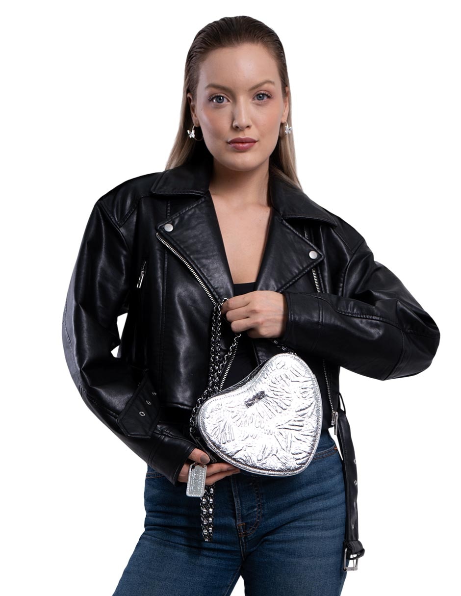 Bolsa crossbody grabado mariposa de piel mujer 4