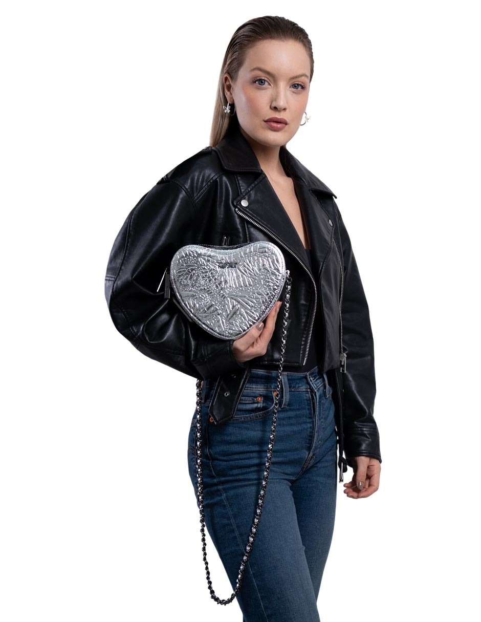 Bolsa crossbody grabado mariposa de piel mujer 5