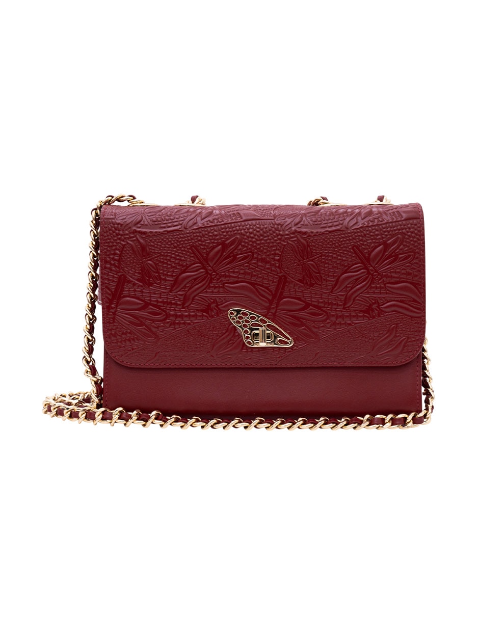 Bolsa crossbody grabado libélula de piel mujer