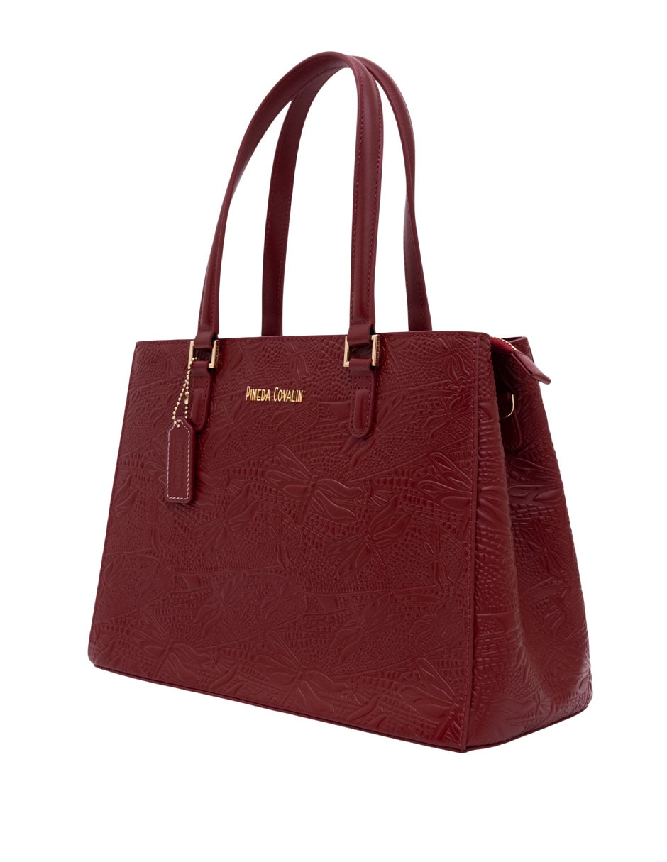 Bolsa satchel grabado libélula de piel mujer 2