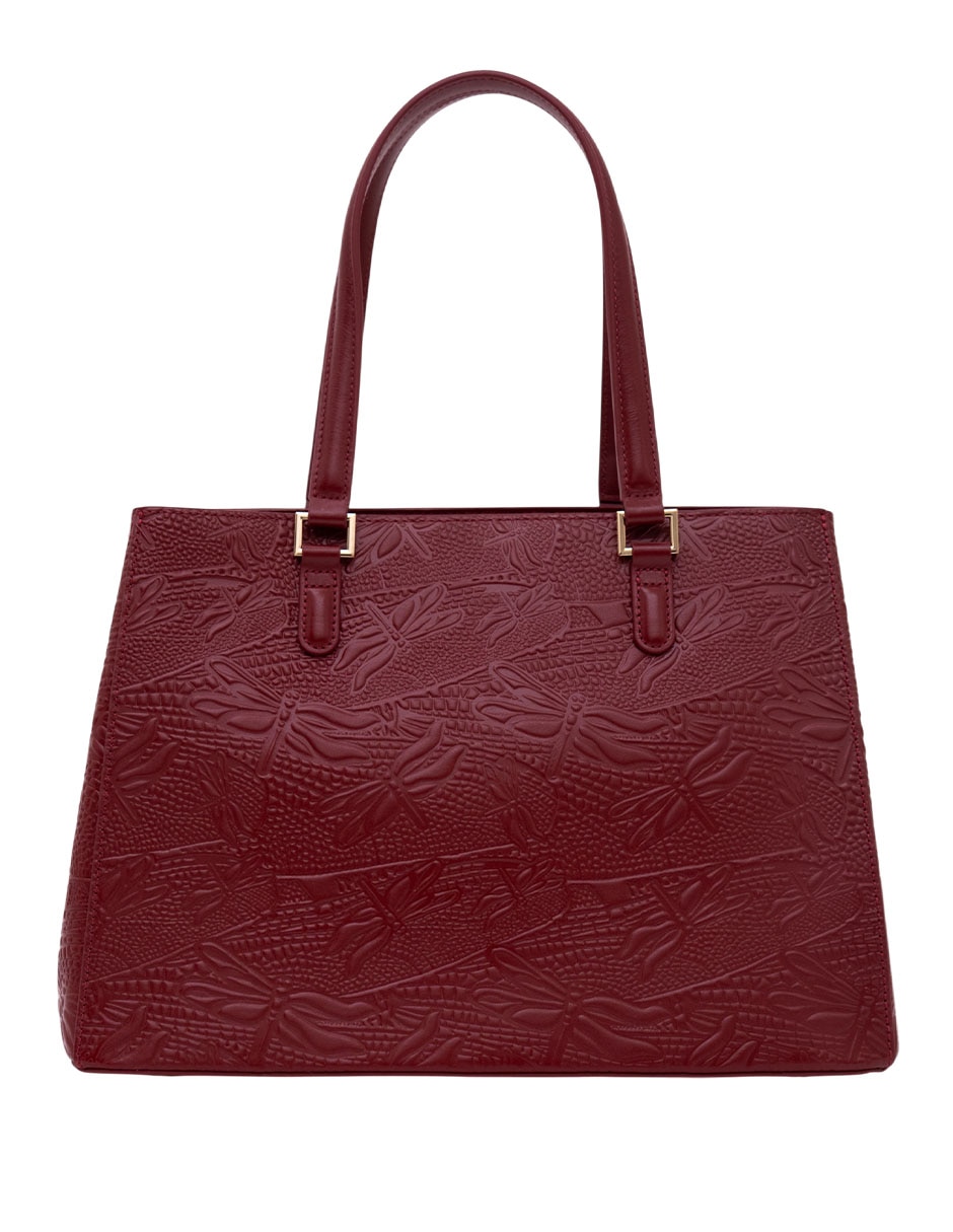 Bolsa satchel grabado libélula de piel mujer 3