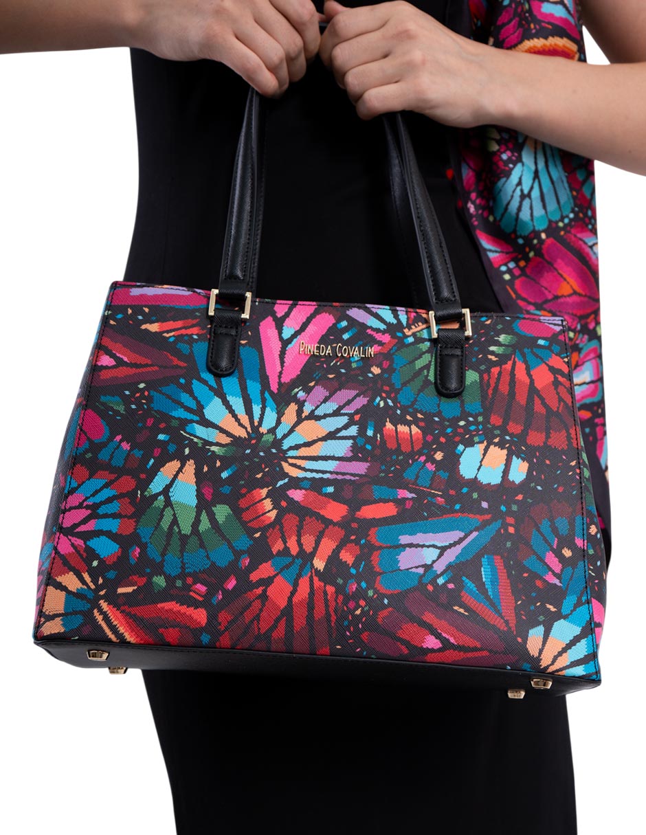 Bolsa satchel pineda covalin mariposa bordada mujer