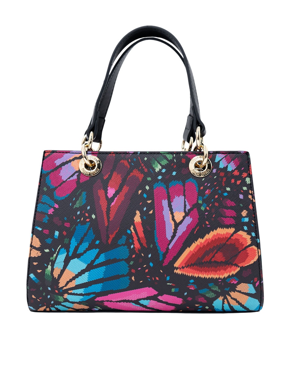 Bolsa satchel mariposa bordada de vinil para mujer 3