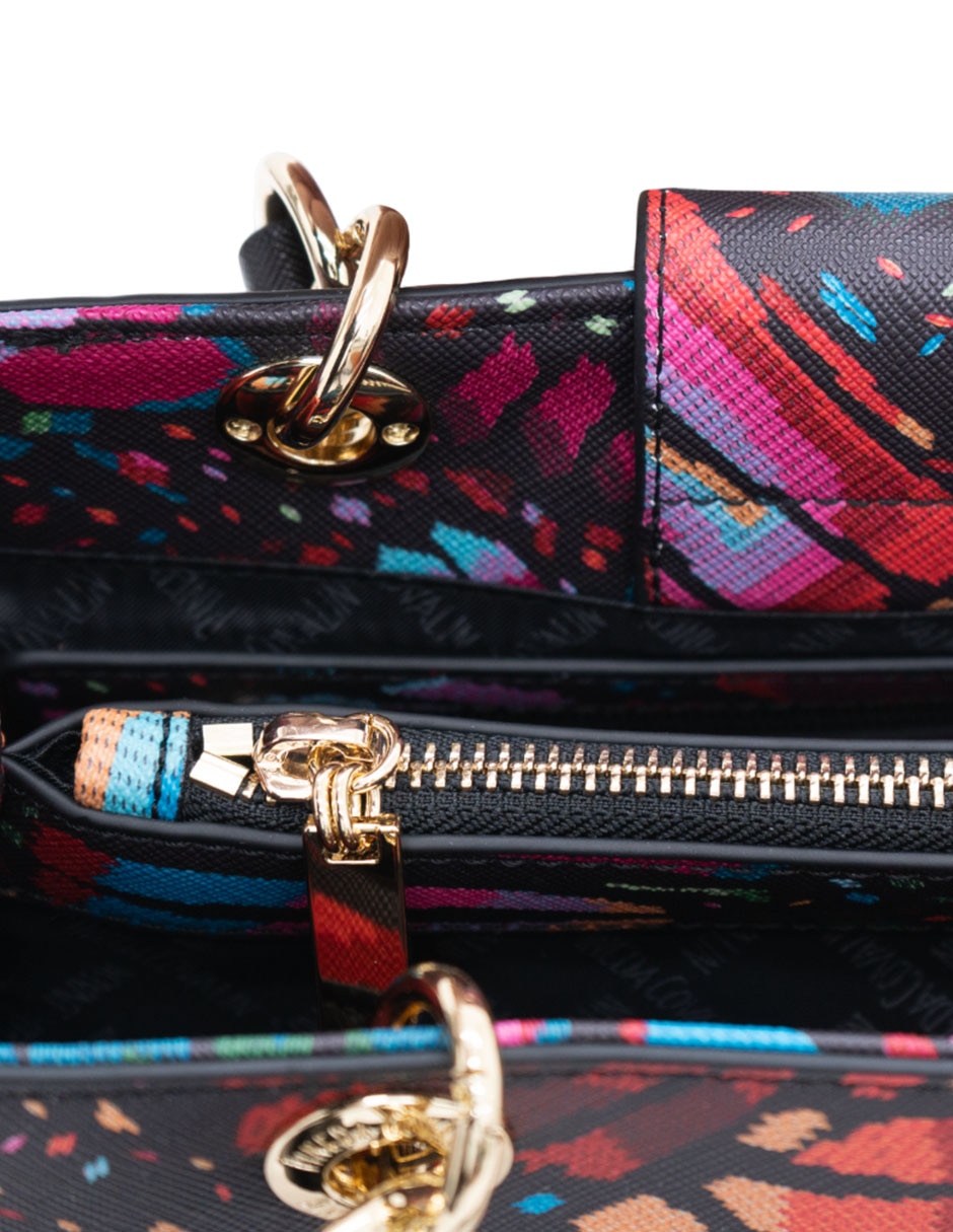 Bolsa satchel mariposa bordada de vinil para mujer 4
