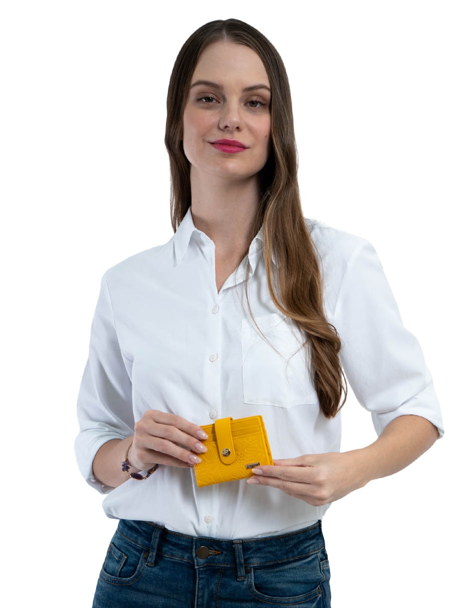 Tarjetero Piel Grabado Libélula para mujer 4