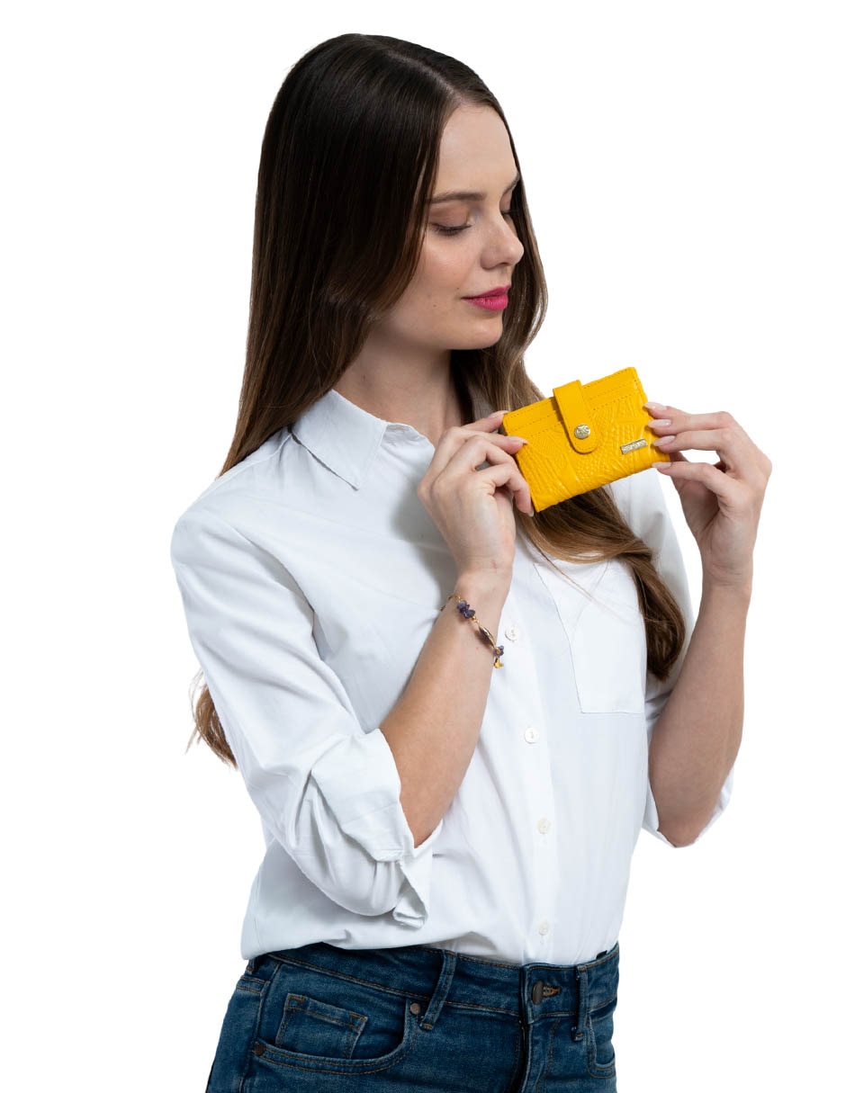 Tarjetero Piel Grabado Libélula para mujer 5