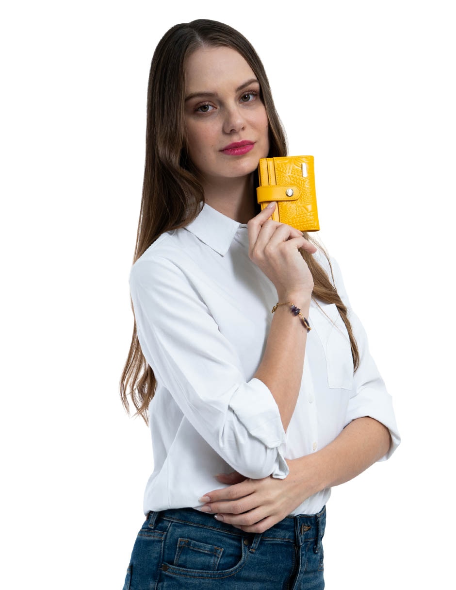 Tarjetero Piel Grabado Libélula para mujer 6