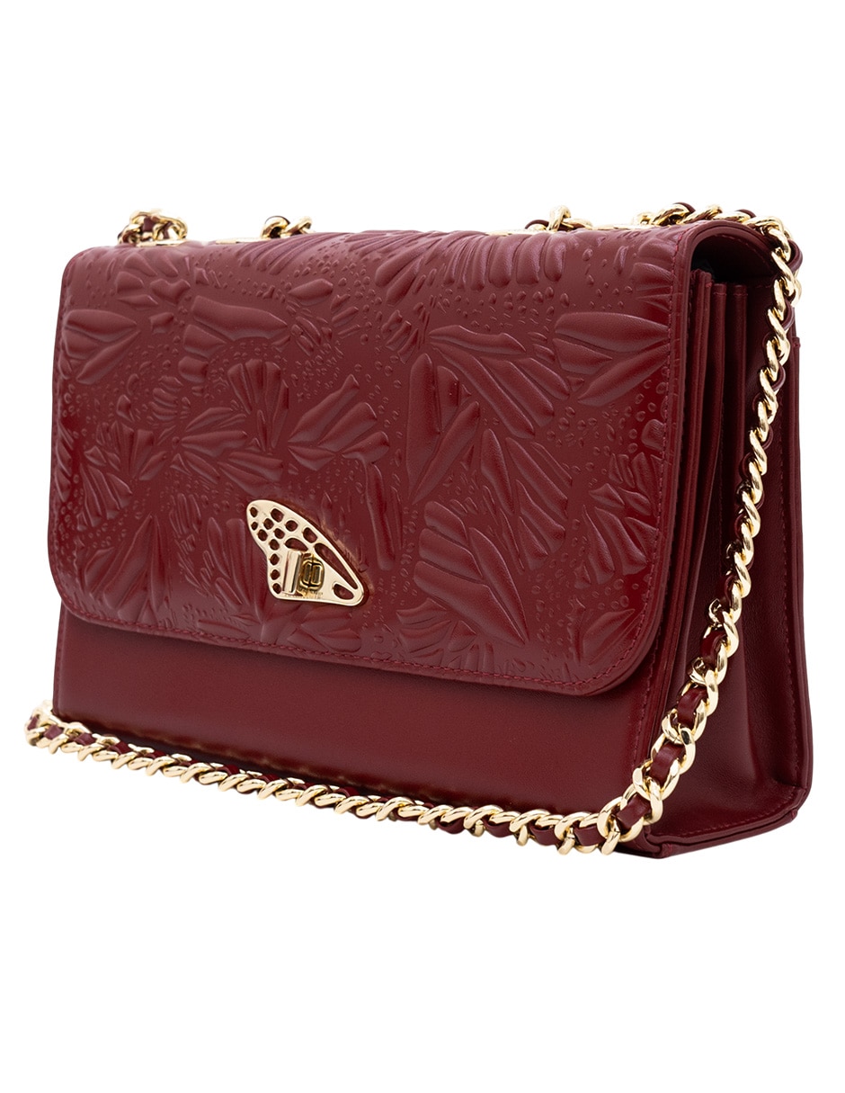 Bolsa crossbody Grabado Mariposa de piel para mujer