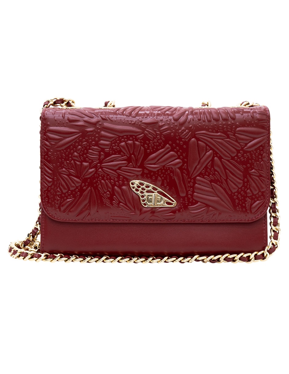 Bolsa crossbody Grabado Mariposa de piel para mujer 1