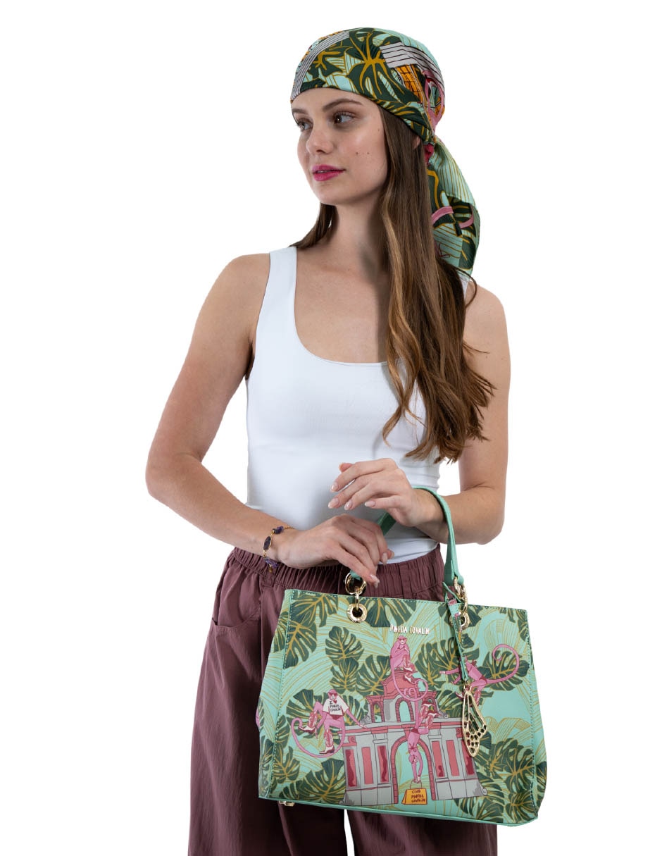 Bolsa satchel monos guardianes de la selva para mujer 4
