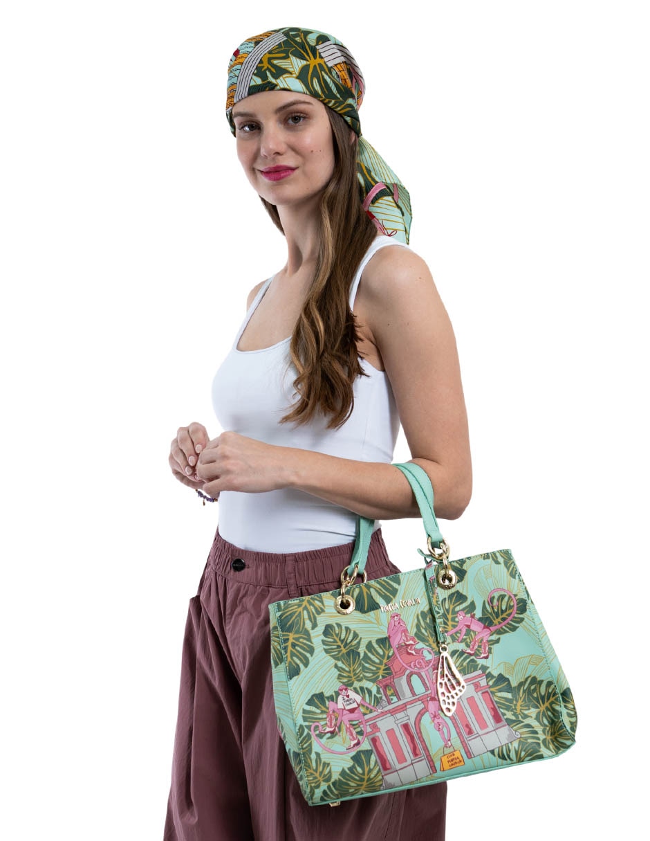 Bolsa satchel monos guardianes de la selva para mujer 5