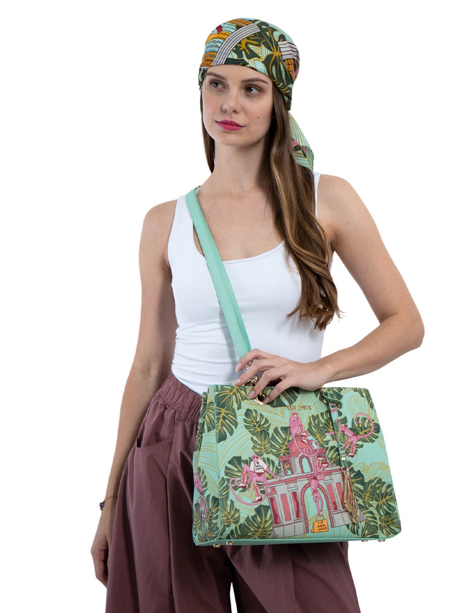 Bolsa satchel monos guardianes de la selva para mujer 6