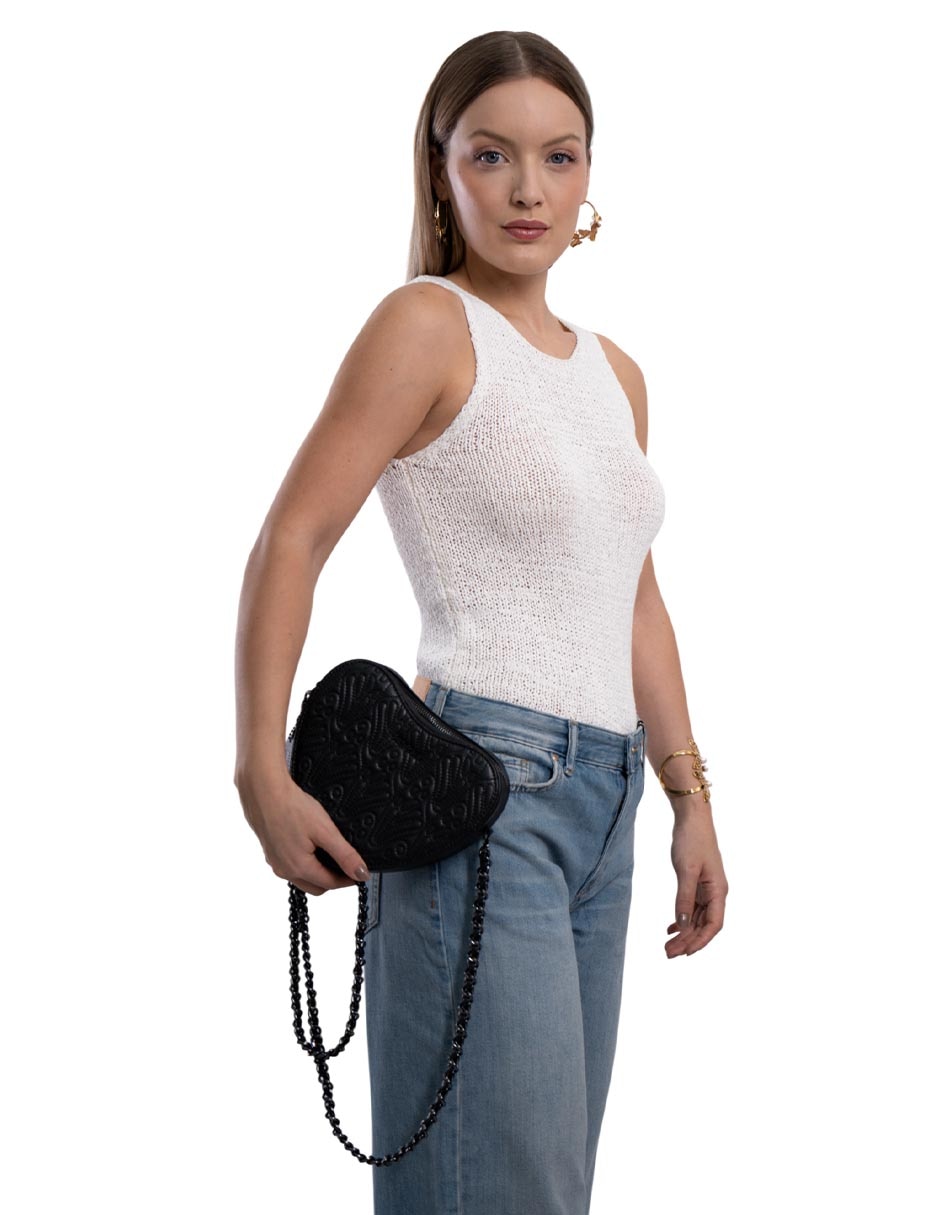 Bolsa crossbody Mariposa Capitonado de piel para mujer 4