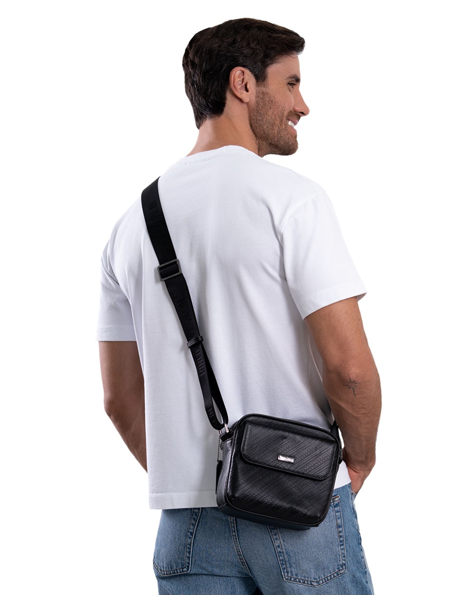 Bolsa messenger grabado Grecas Prehispánicas de piel para mujer 5
