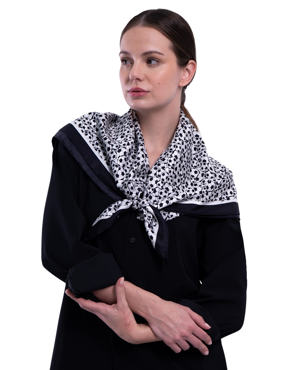 Mascada con estampado gráfico de seda para mujer 1