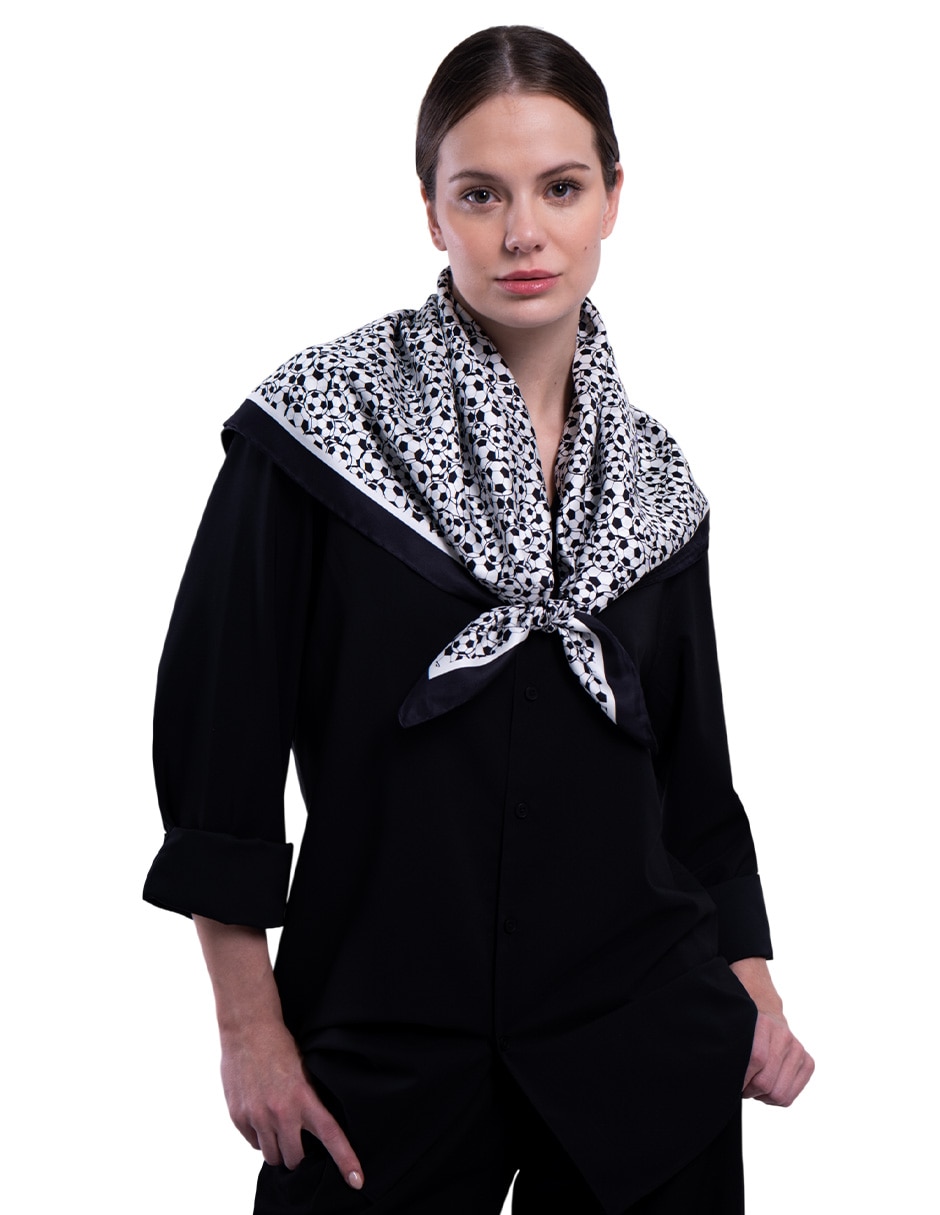 Mascada con estampado gráfico de seda para mujer 4