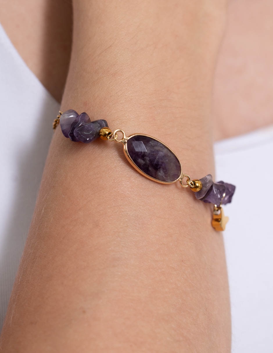 Pulsera amatista mariposa acabado mate