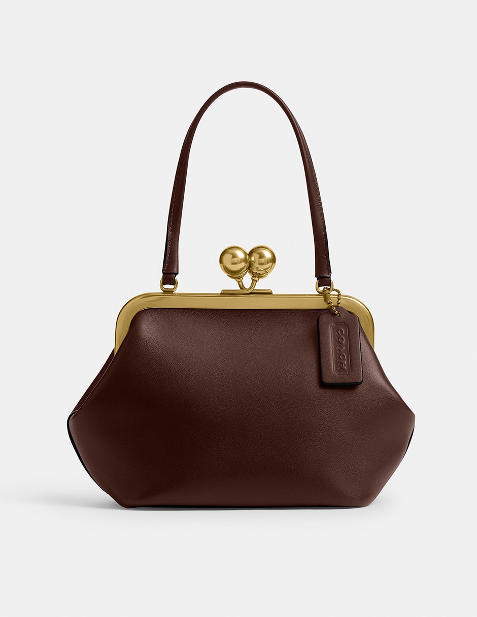 Bolsa clutch Kisslock de piel para mujer 1