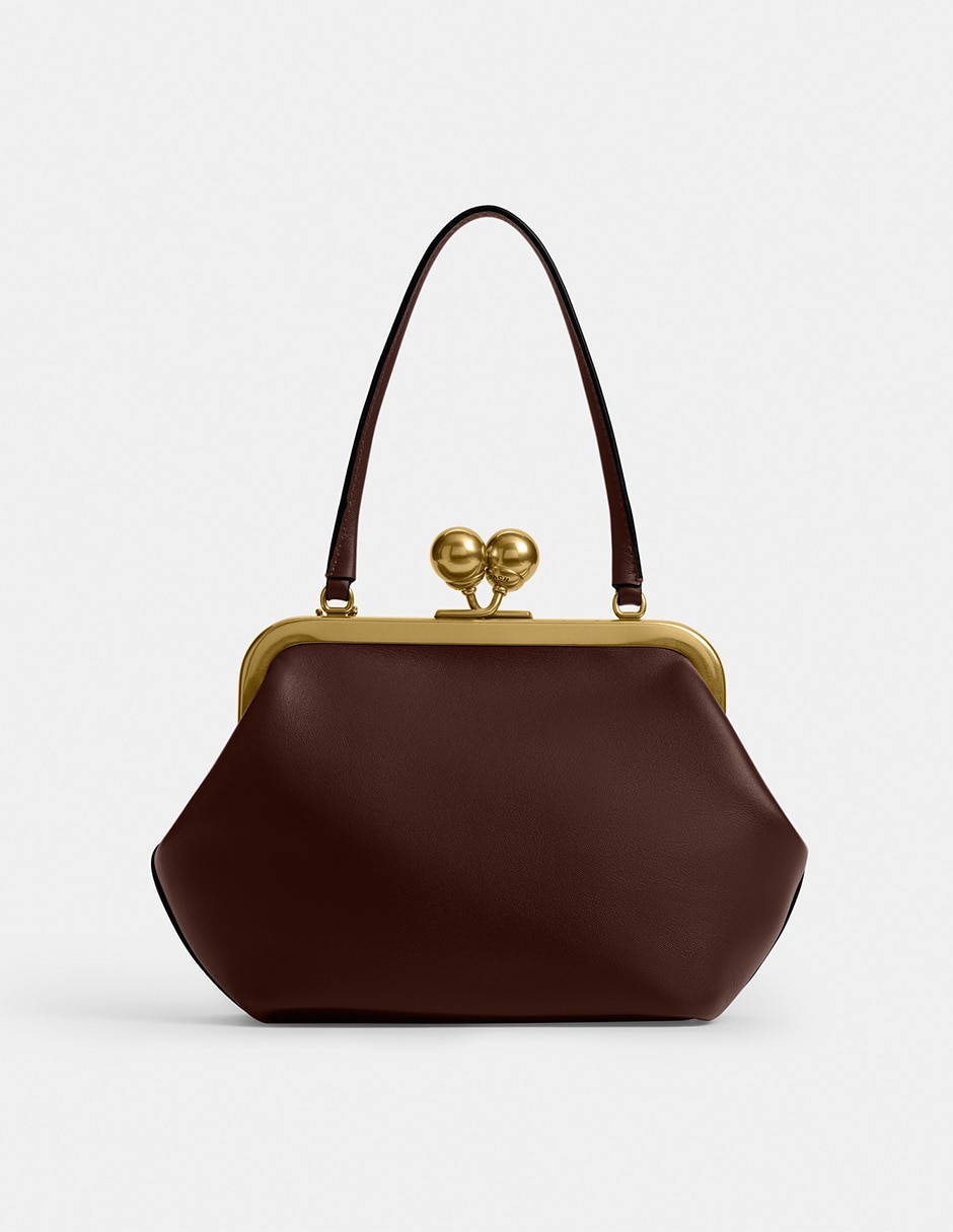 Bolsa clutch Kisslock de piel para mujer 3