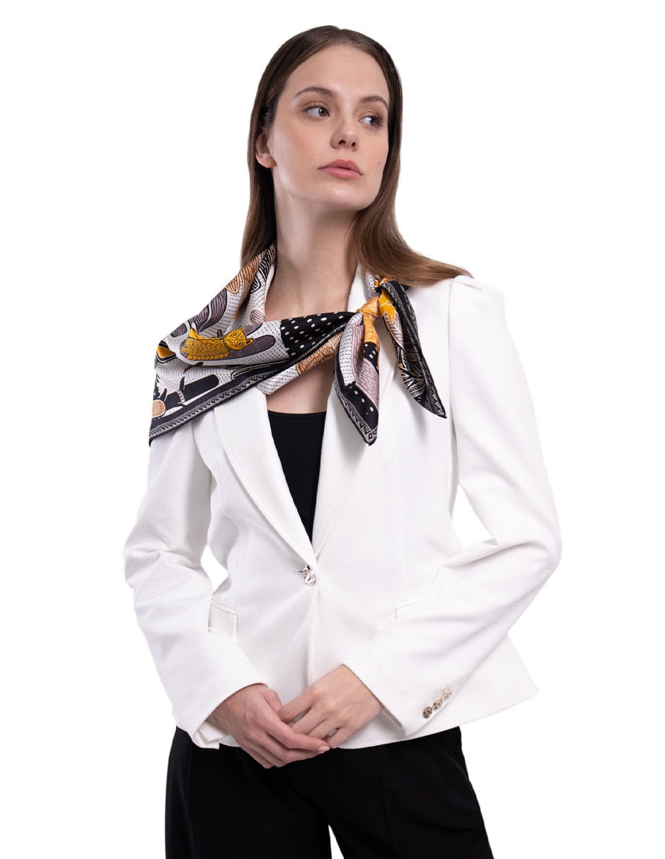 Mascada con estampado gráfico de seda para mujer 4