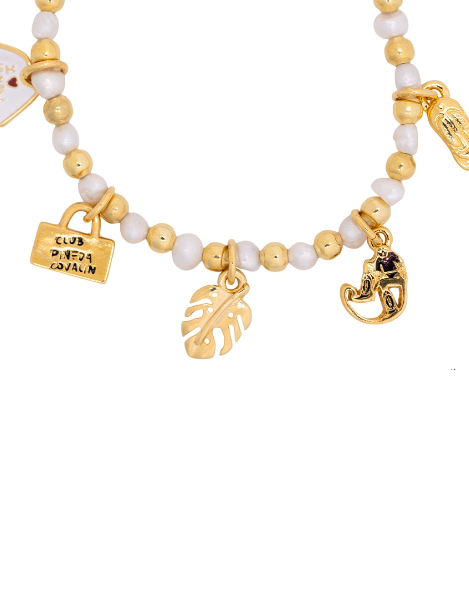 Pulsera con perla 24 K acabado chapa de oro 2